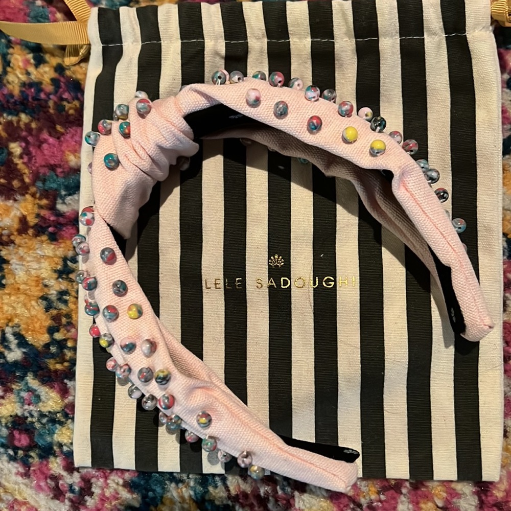 Lele Sadoughi Pastel Confetti Beaded Woven Headband